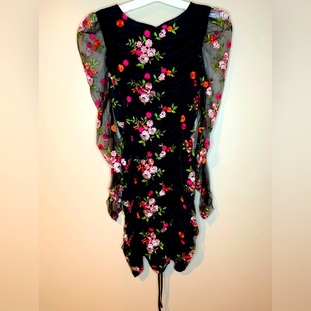 Endless Rose Black Floral Embroidered Mini Dress
